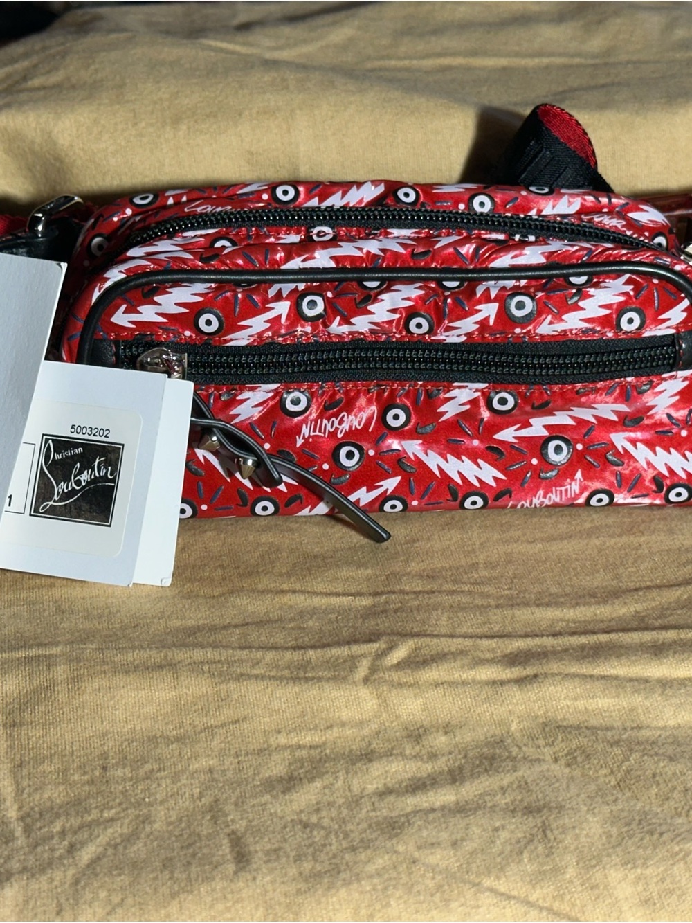 Christian Louboutin Red and White Graphic Belt Bag